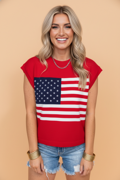Velnora - T-Shirt com a Bandeira dos EUA